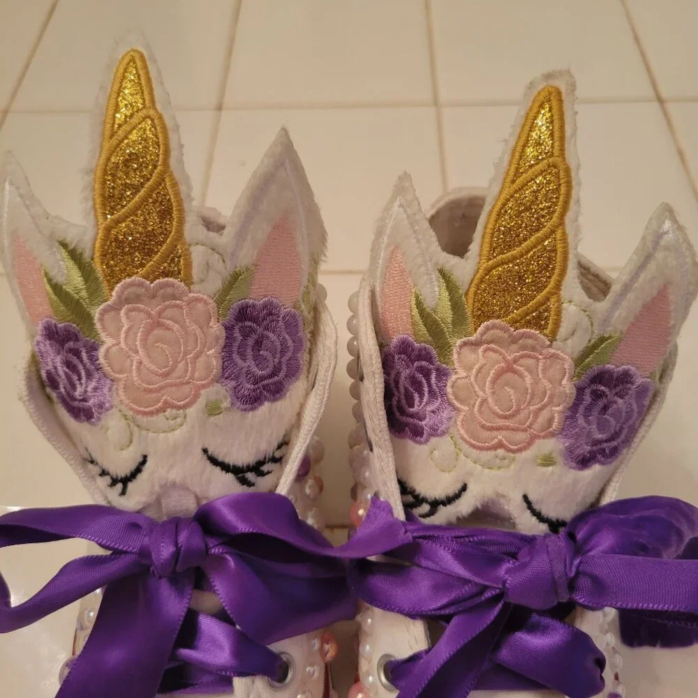 Custom Converse Unicorn Beaded‎ Shoes Infant 9 Embroidered Bling Glam Gift